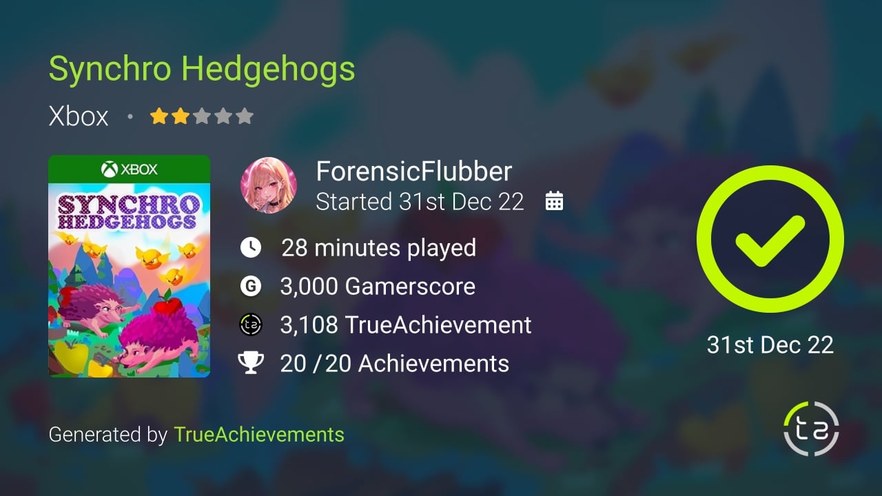 Synchro Hedgehogs achievement summary